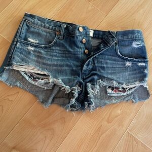 Aeropostale Distressed Blue Denim Shorts